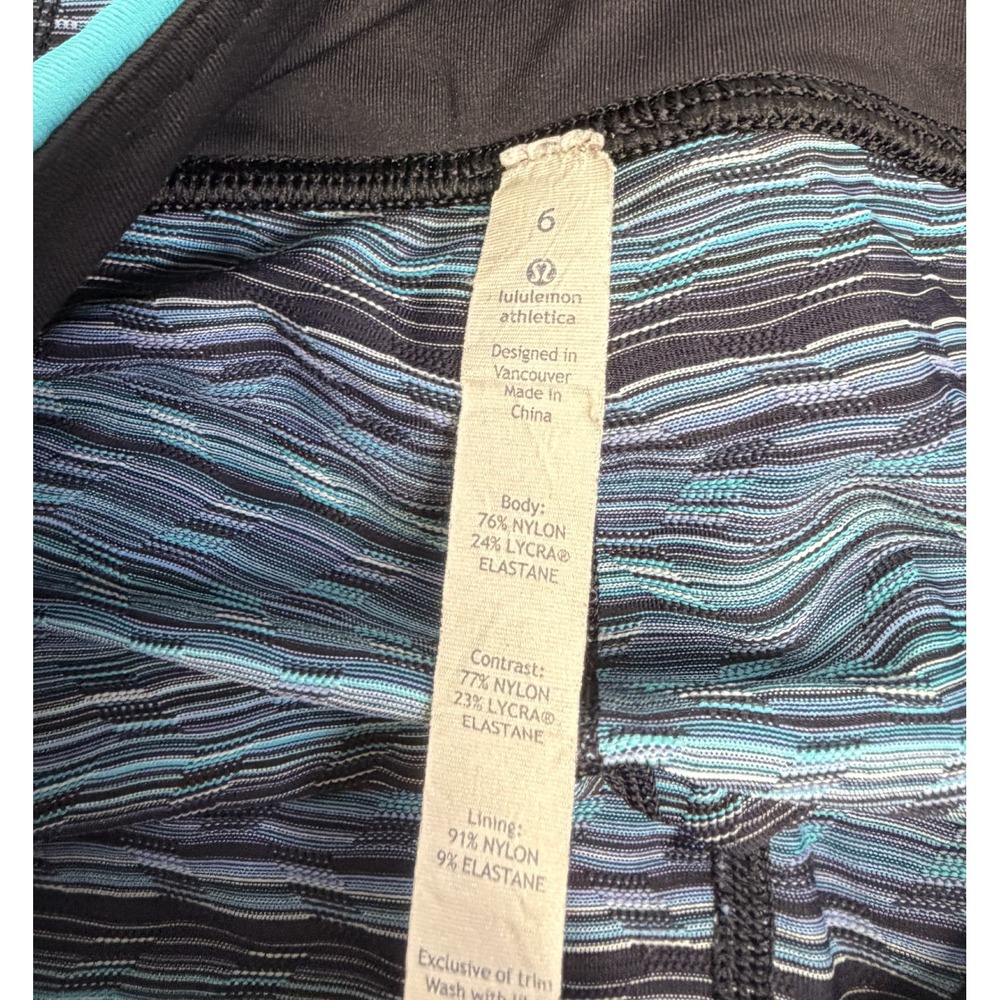 Lululemon Speed Up Crop Leggings Size 6 Blue Space Dye Running Yoga Pockets - Picture 3 of 12